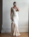 Vintage 90s Italian Pure Silk Slip Ruffle Wedding Gown
