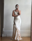 Vintage 90s Italian Pure Silk Slip Ruffle Wedding Gown