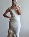 Vintage 90s Italian Pure Silk Slip Ruffle Wedding Gown