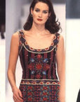 Vintage Rare 90s Escada Couture Pure Silk Embellished Mini