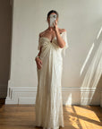 Vintage 90s Silk Jacquard Petite Rose Wedding Dress