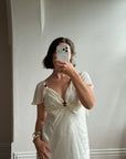 Vintage 90s Silk Jacquard Petite Rose Wedding Dress