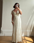Vintage 90s Silk Jacquard Petite Rose Wedding Dress