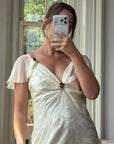 Vintage 90s Silk Jacquard Petite Rose Wedding Dress