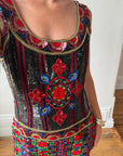 Vintage Rare 90s Escada Couture Pure Silk Embellished Mini