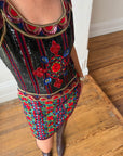 Vintage Rare 90s Escada Couture Pure Silk Embellished Mini