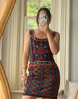 Vintage Rare 90s Escada Couture Pure Silk Embellished Mini