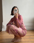 Vintage 90s Plum Sheer Lace Naked Dress