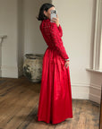 Vintage 90s High Floral Satin Gown Red