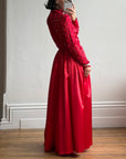 Vintage 90s High Floral Satin Gown Red