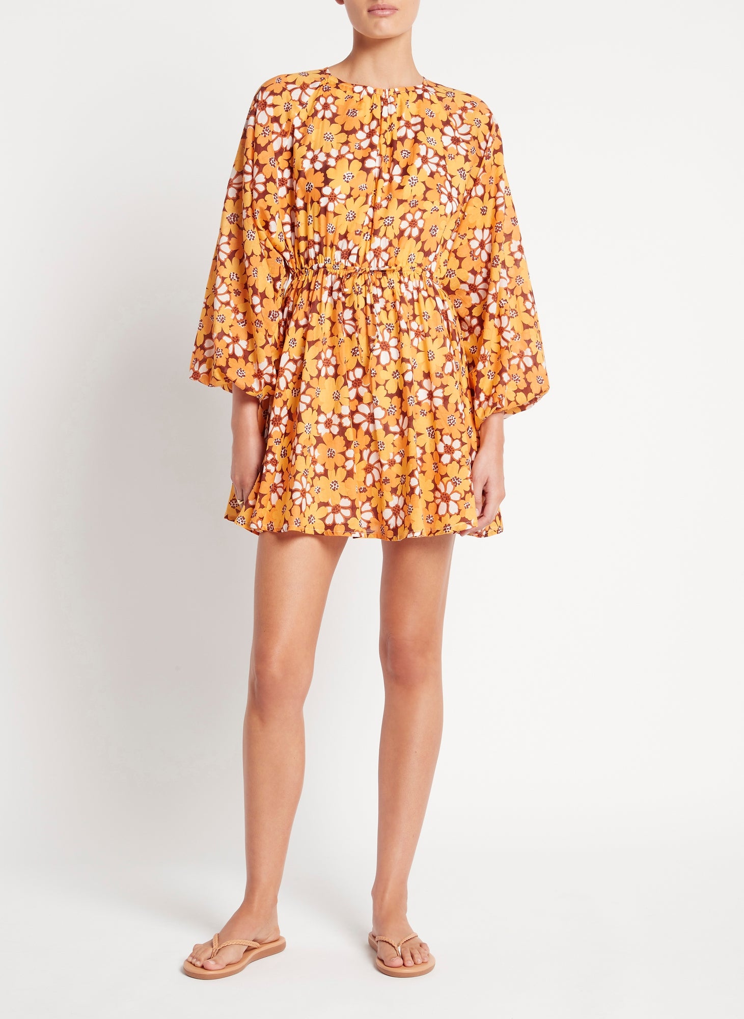 Faithfull Syrma Mini Dress Li Reni Floral Print Orange