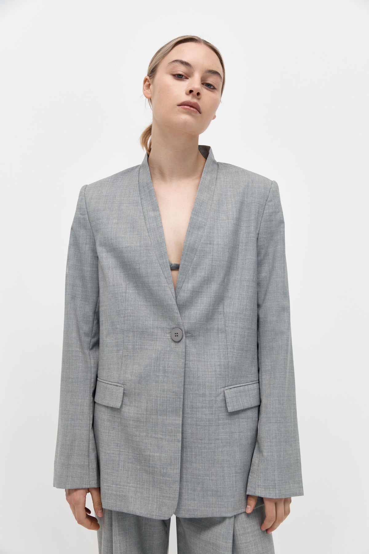 St Agni Shawl Collar Blazer Grey