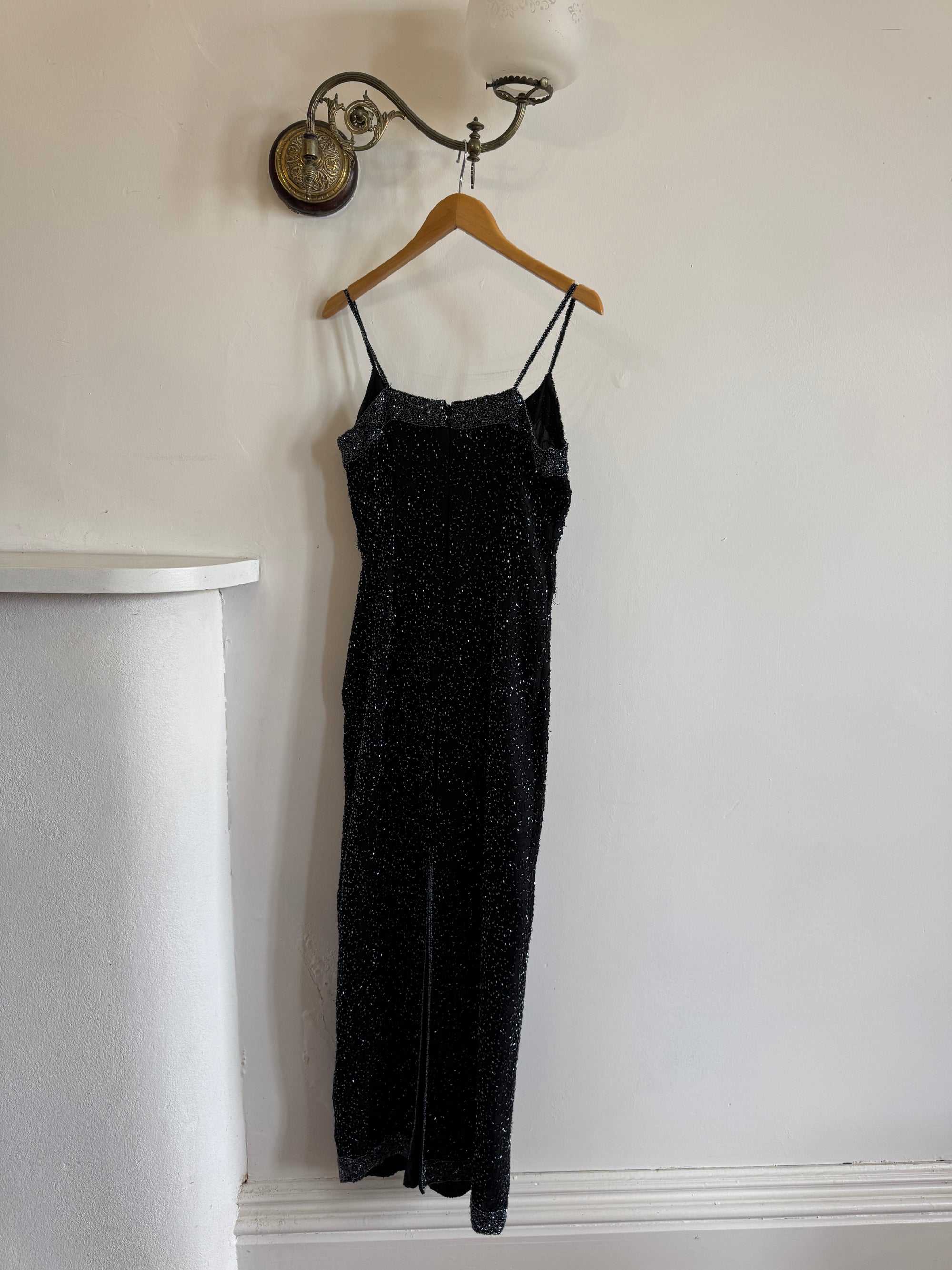 Vintage 90s Pure Silk Sparkle Dress Noir
