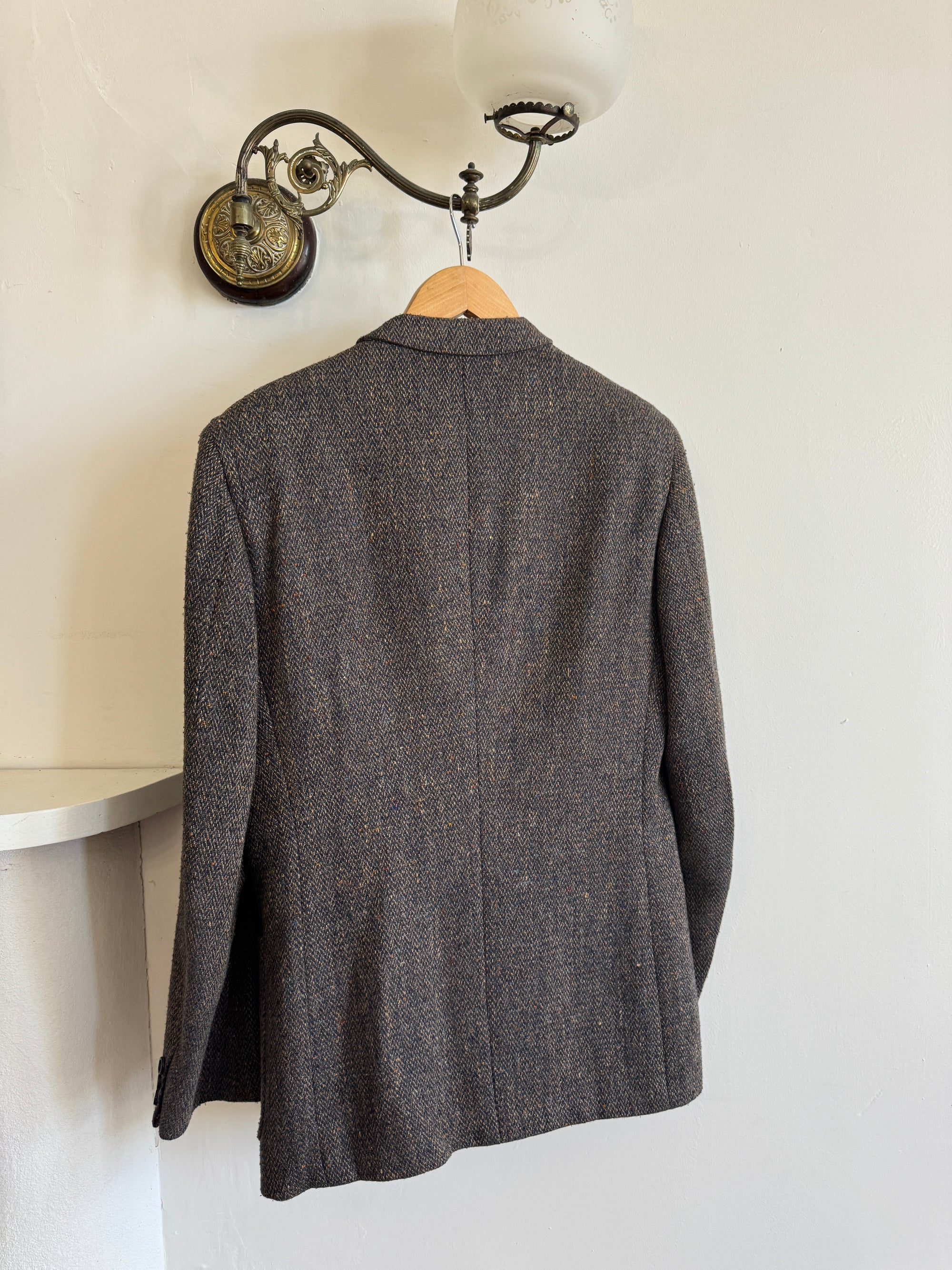 Vintage Christian Dior Tailored Wool Blazer Navy Brown