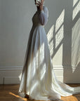 Vintage 70s Lace Poet Sleeve Wedding Dress Ivory