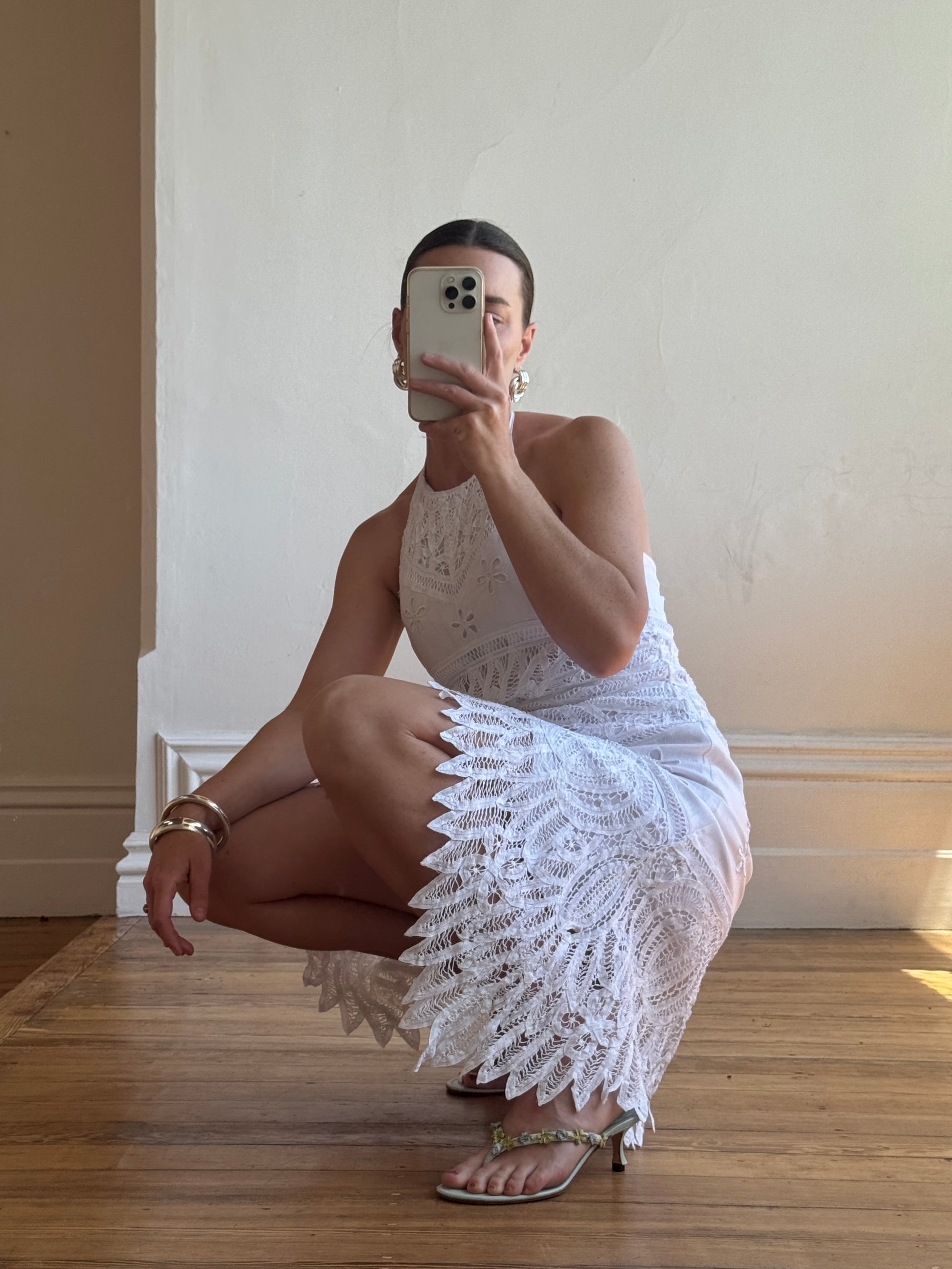 Vintage 90s Crochet Linen Handkerchief Halter Dress Call Me The Breeze Vintage 90s Crochet Linen Handkerchief Halter Dress Call Me The Breeze