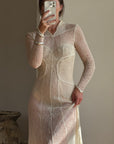 Vintage 20s Sheer Lace Bias Cut Wedding Gown