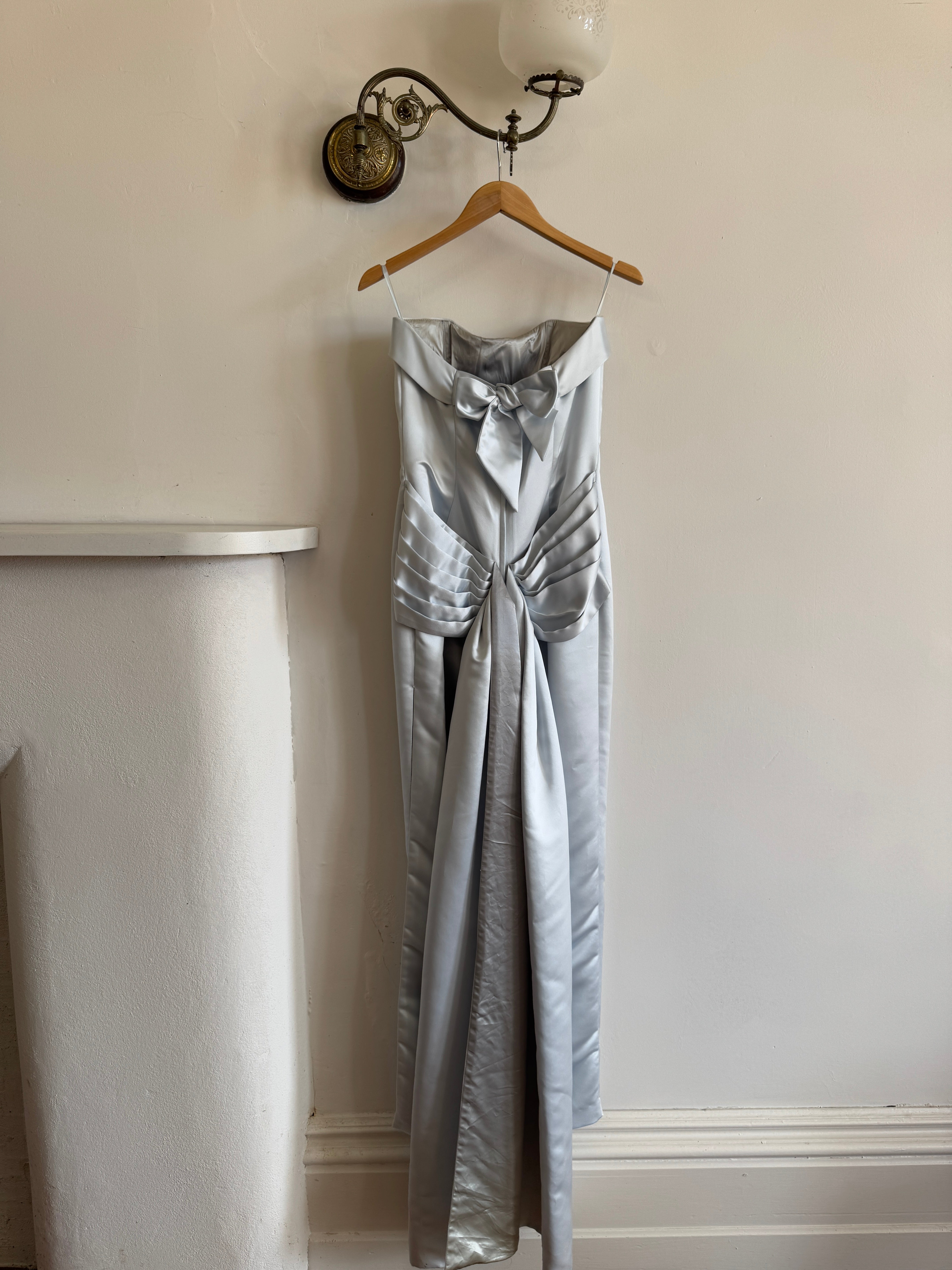 Vintage 90s Satin Pencil Dress Ice Blue
