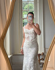 Vintage Y2K Italian Sheer Embroidered Naked Bustier Wedding Gown