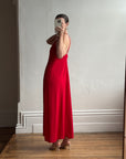 Vintage 90s Crimson Crepe High Front Dress
