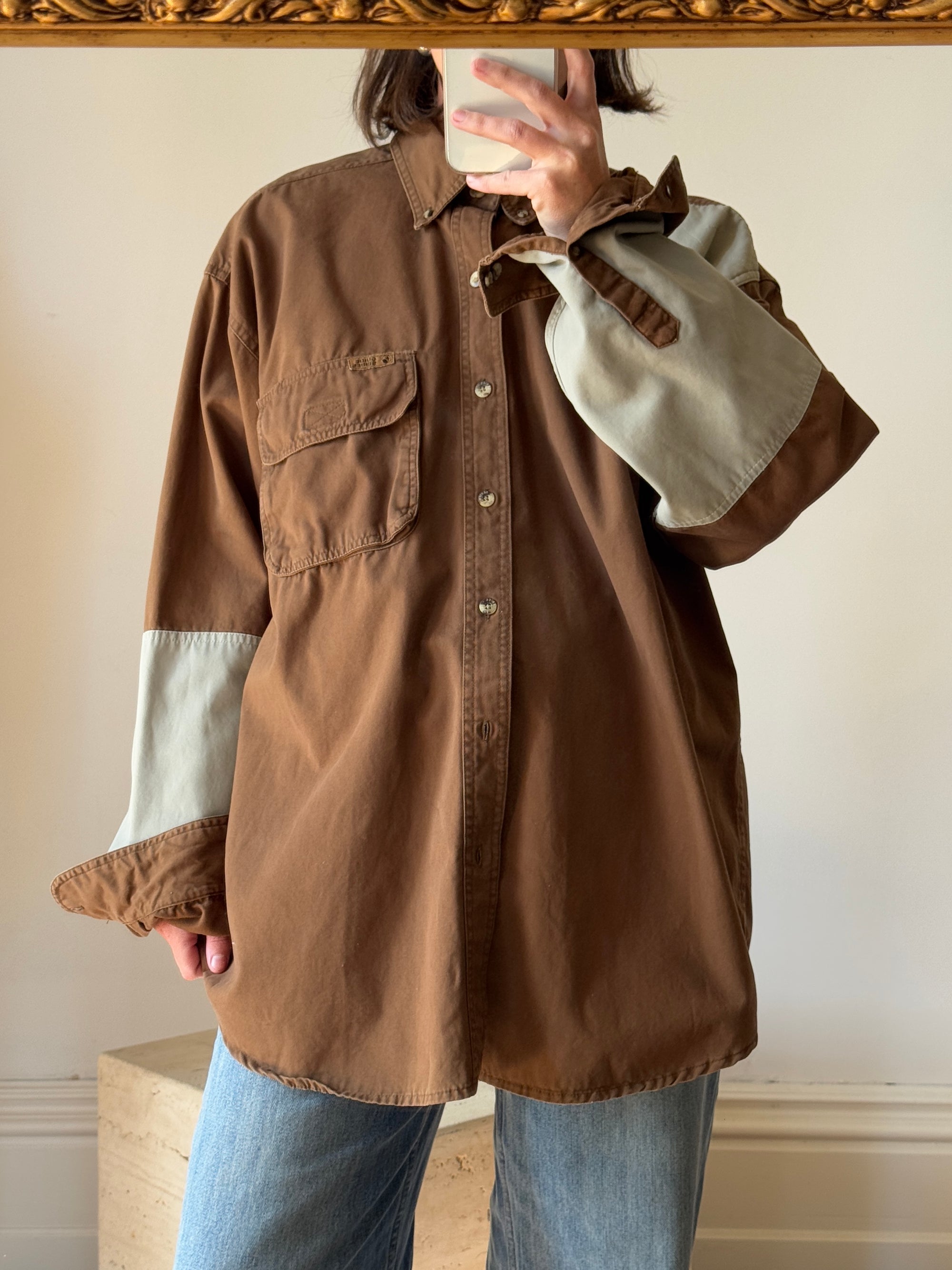 Vintage Cotton Chocolate Patchwork Trail Shirt