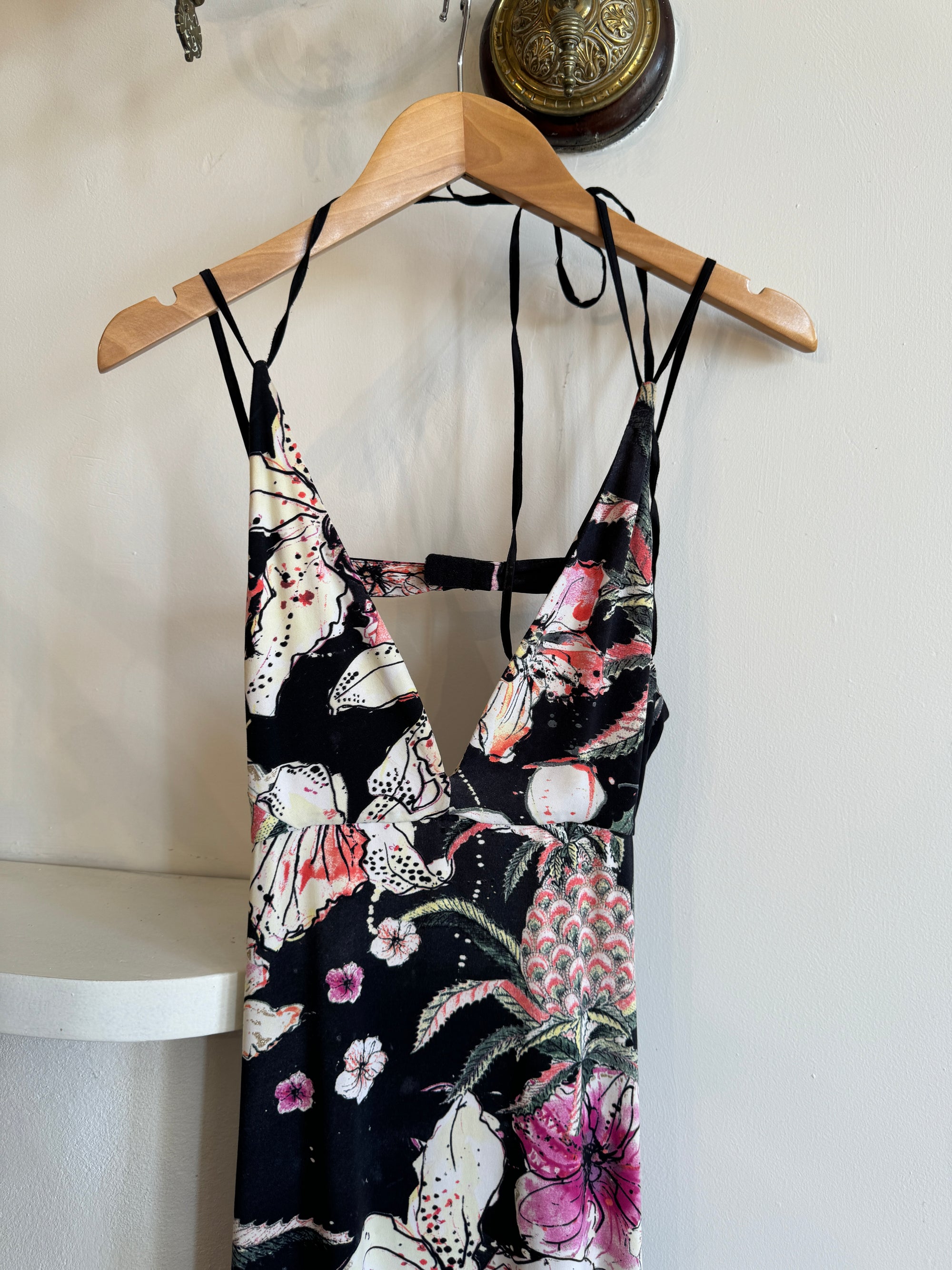 Vintage Y2K Roberto Cavalli Floral Backless Dress