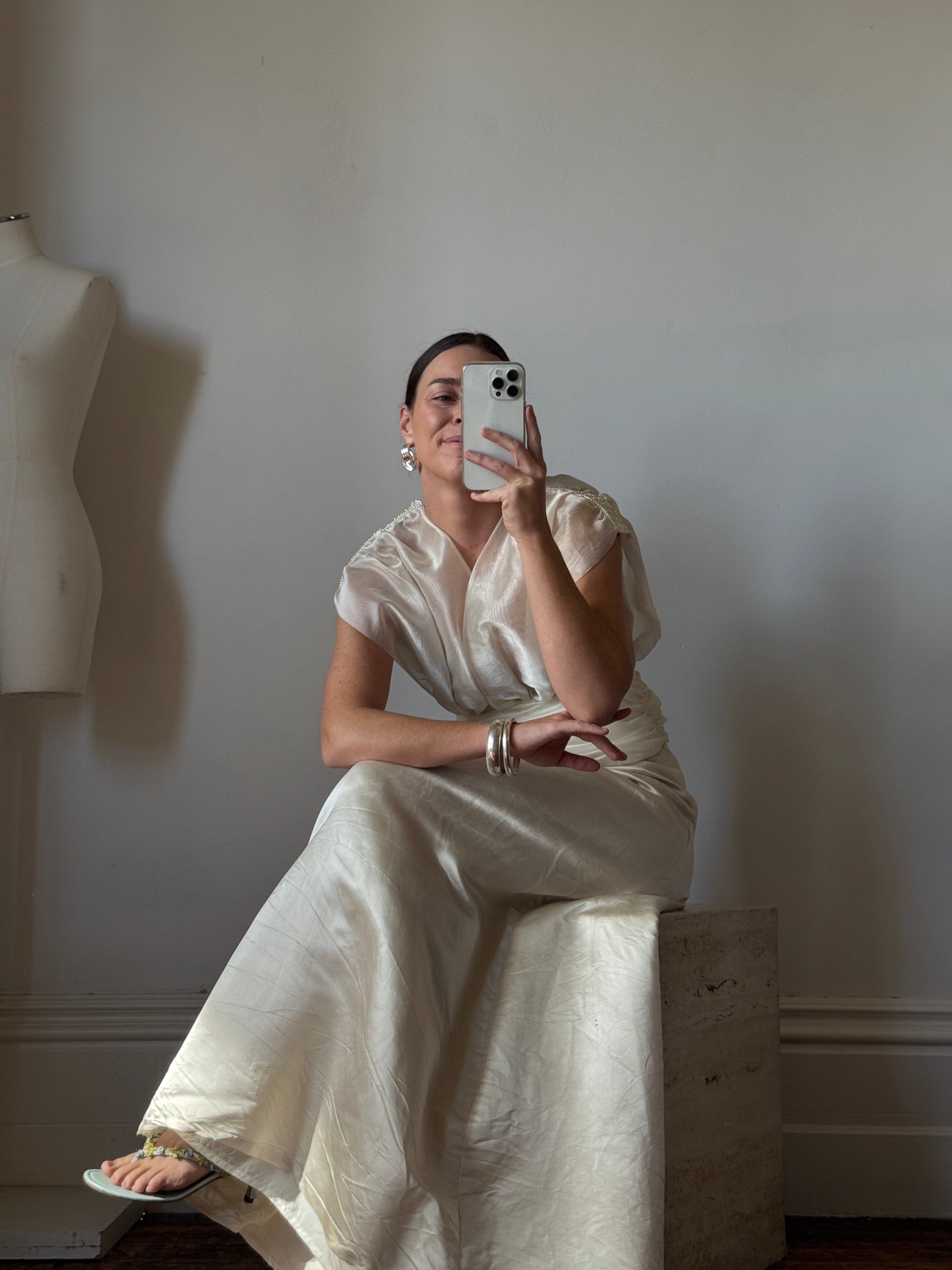 Vintage 90s Classic Satin Bridal Skirt