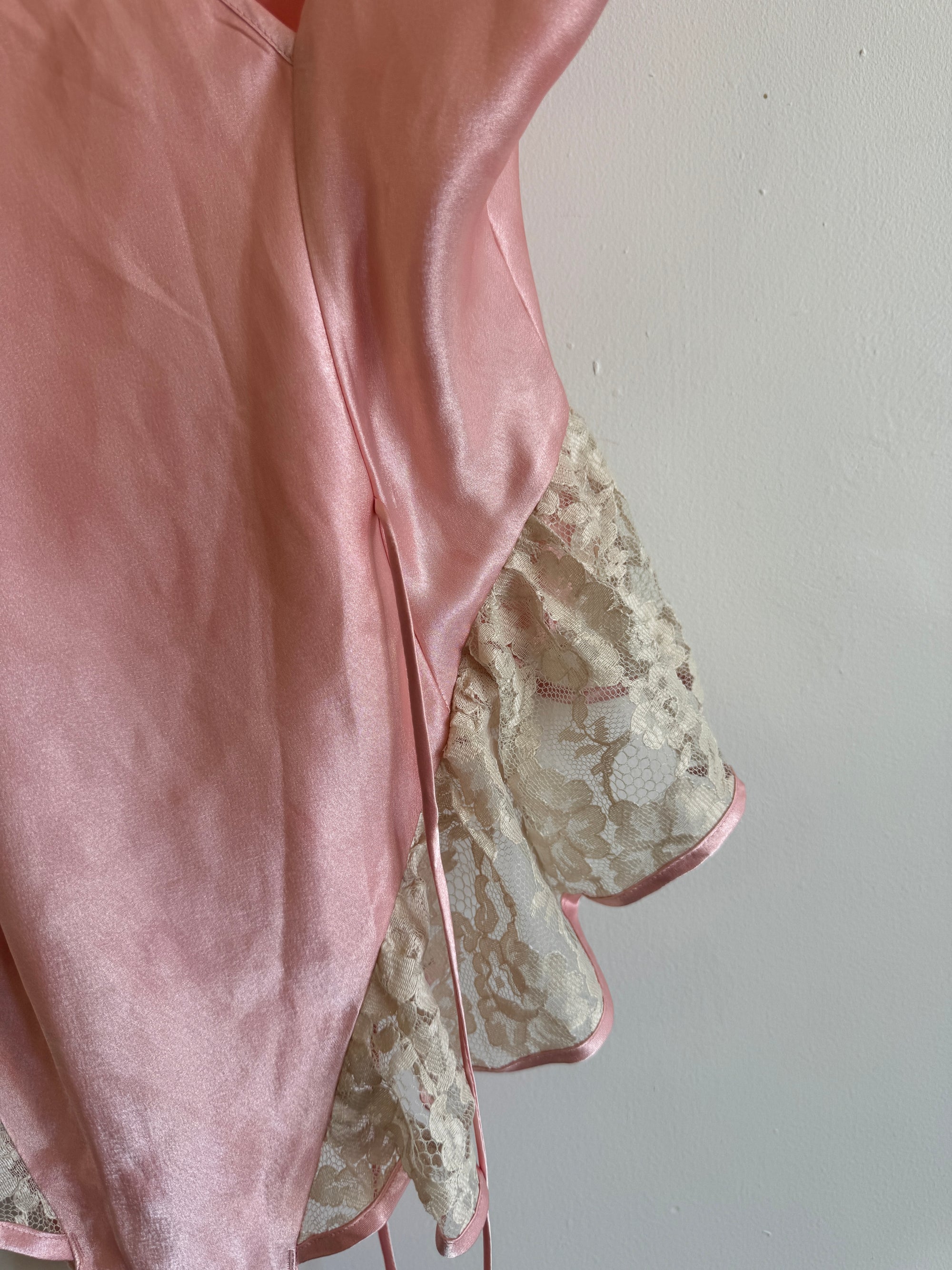 Vintage Victorias Secret Pink Satin Bodysuit