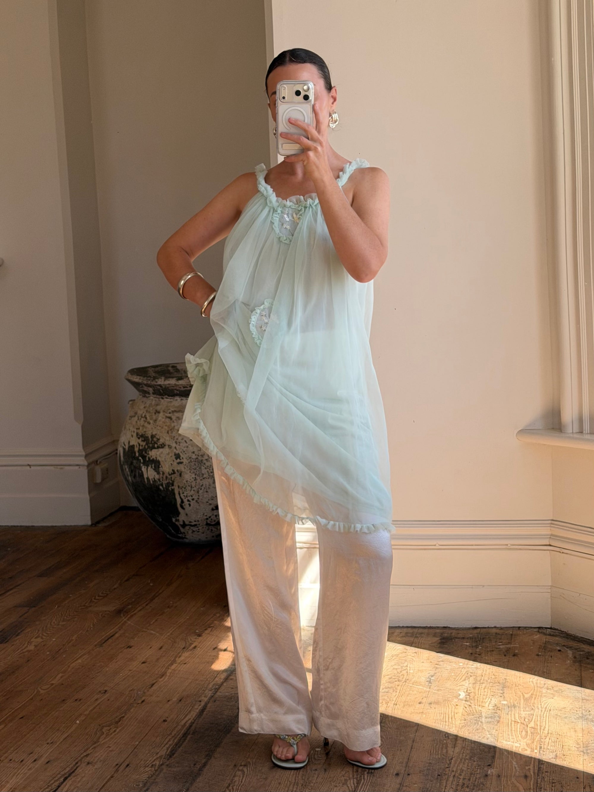 Vintage 60s Babydoll Shift Dress Mint