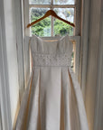 Vintage 90s Crystal Gathered Princess Satin Wedding Gown