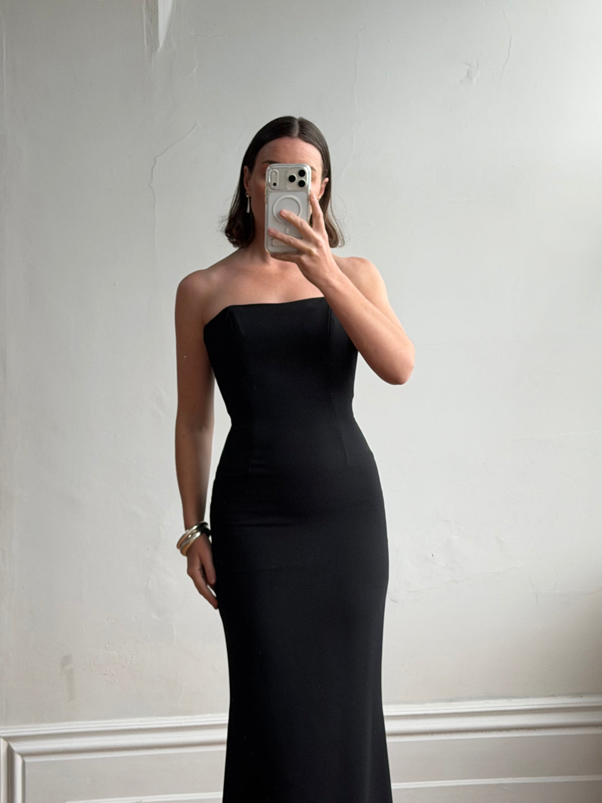 Vintage 90s Black Sleeveless Column Maxi Dress