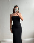 Vintage 90s Black Sleeveless Column Maxi Dress