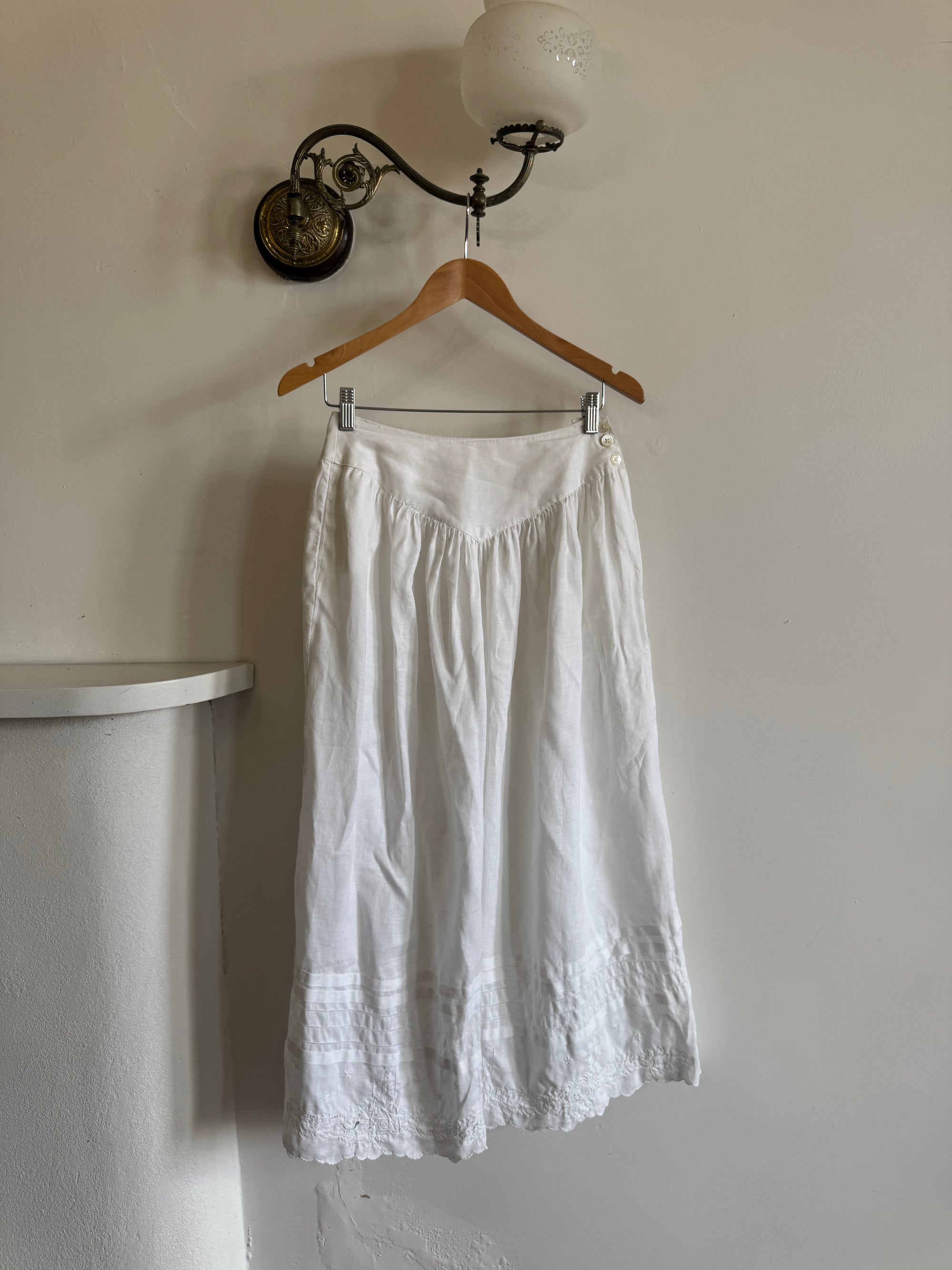 Vintage Edwardian Cotton Basque Waist Skirt