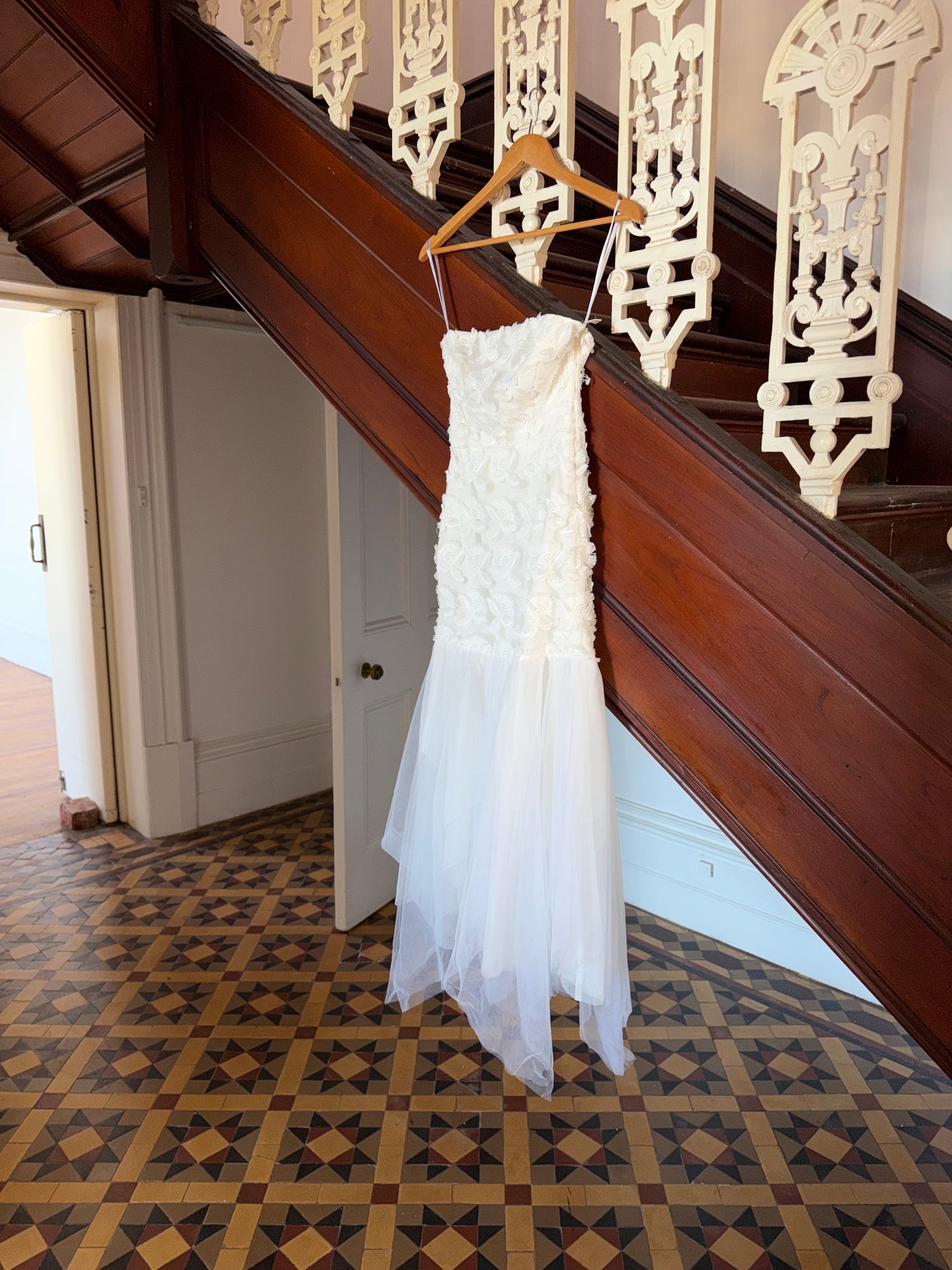 Vintage Y2K Strapless 3D Floral and Tulle Fairy Midi