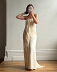 Vintage 90s Pure Silk Waterfall Strapless Bridal Gown