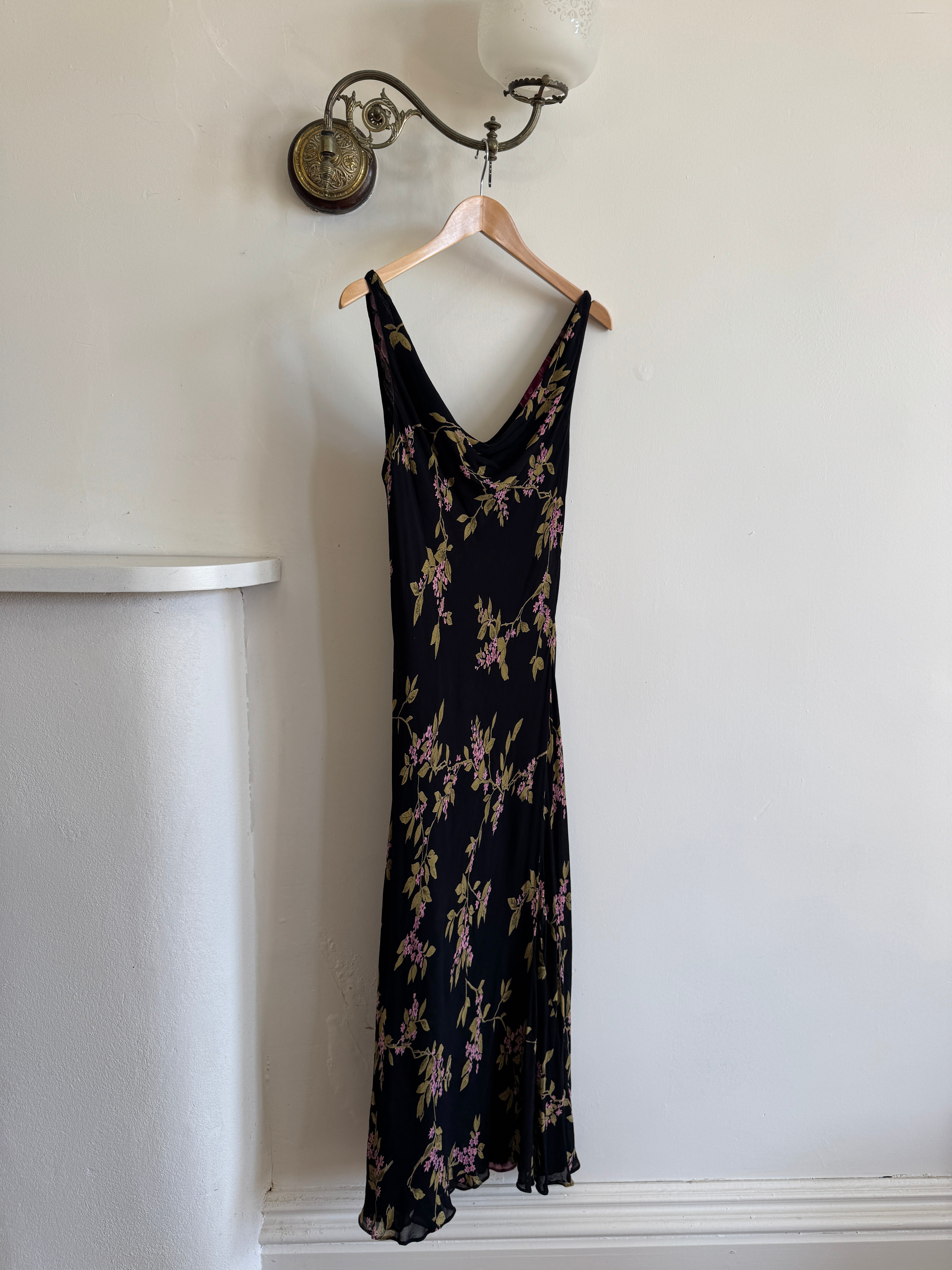 Vintage 90s Reversible Cowl Neck Floral Midi