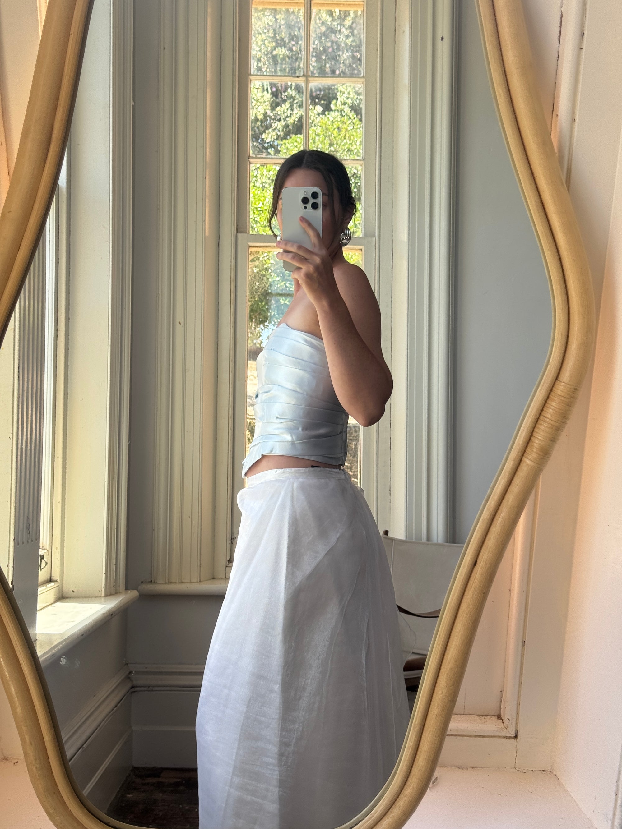 Vintage 90s Organza Prom Skirt Ivory