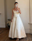 Vintage 90s Pure Silk Couture Diamante Wedding Gown