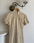 Vintage 90s Mandarin Collar Guipure Lace Midi Dress