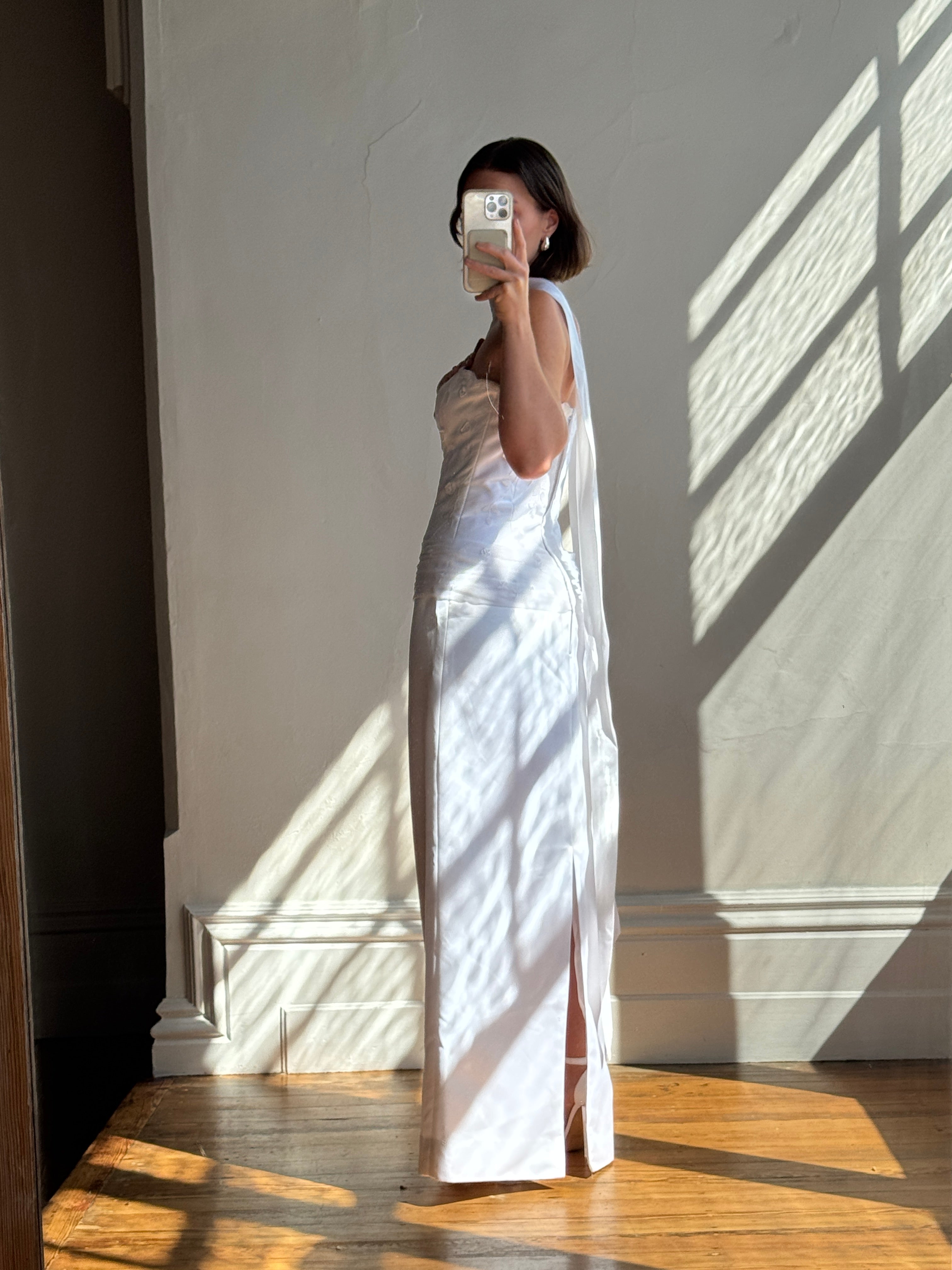 Vintage 90s Drop Waist Floral Wedding Dress
