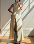 Vintage 60s Brocade Longline Qipao Cream