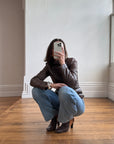 Vintage Y2K YSL Rive Gauche Leather Jacket Chocolate