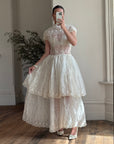Vintage 50s Sheer Brodiere Anglaise Tiered Wedding Dress