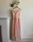 Vintage 60s Chiffon Gathered Pale Pink Maxi Gown