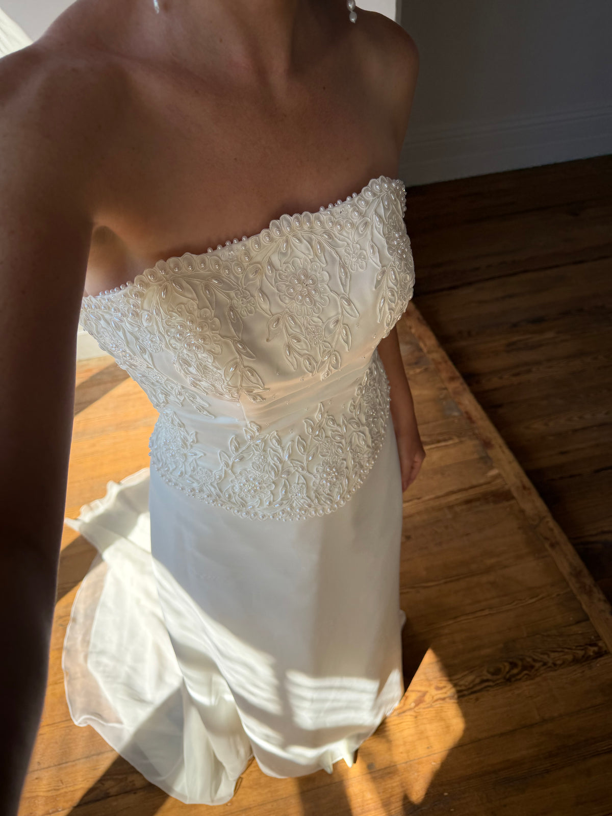 Vintage 90s Bridal Embellished Corset and Slip Skirt Set