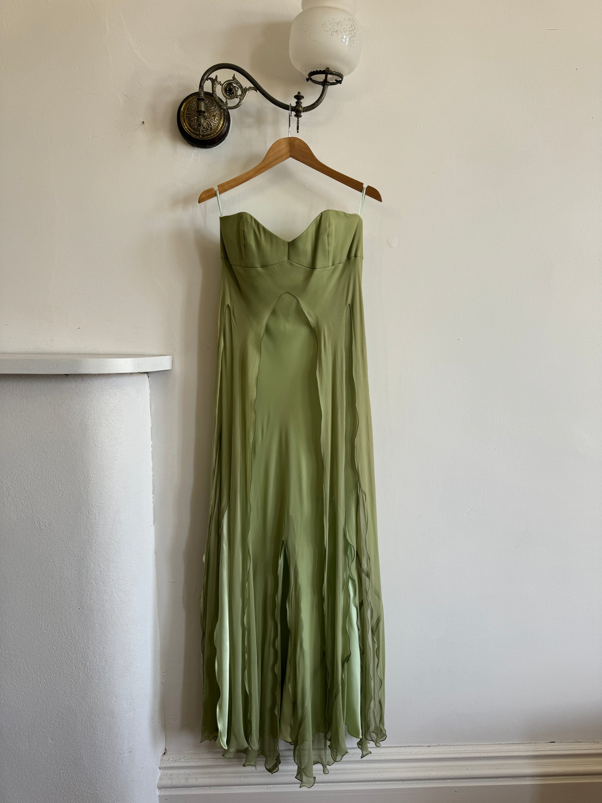 Vintage 90s Olive Strapless Fairy Dress