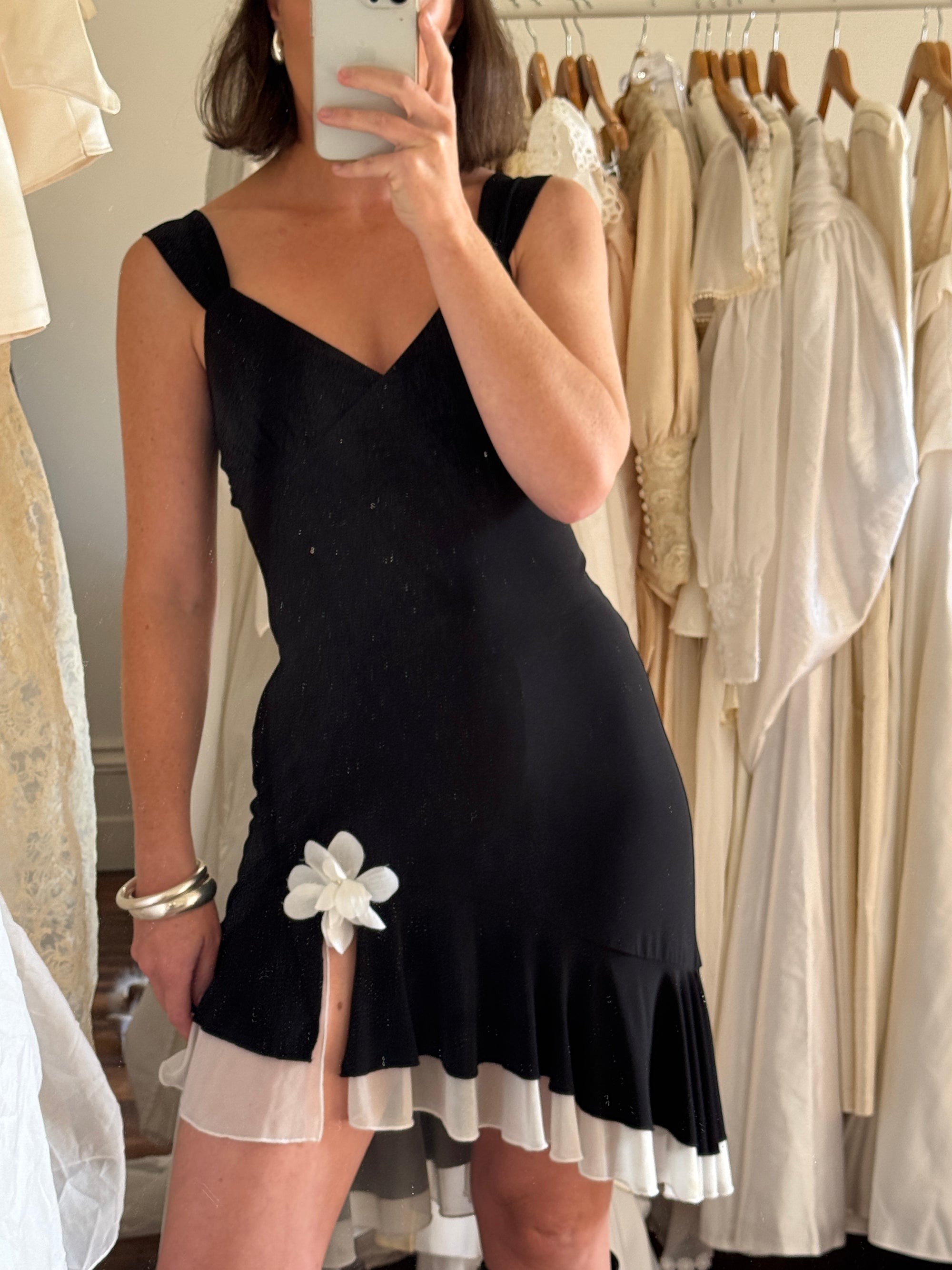 Vintage Y2K Jersey Black and White Party Dress