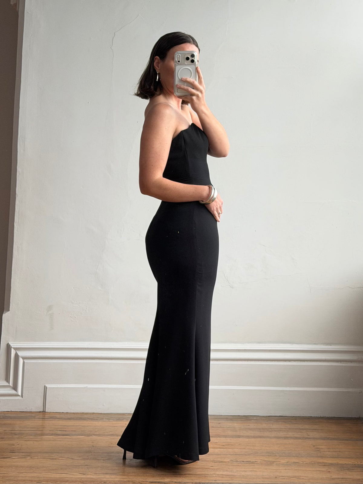 Vintage 90s Black Sleeveless Column Maxi Dress