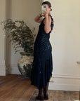 Vintage Y2K Pure Silk Sequin Fairy Dress Noir