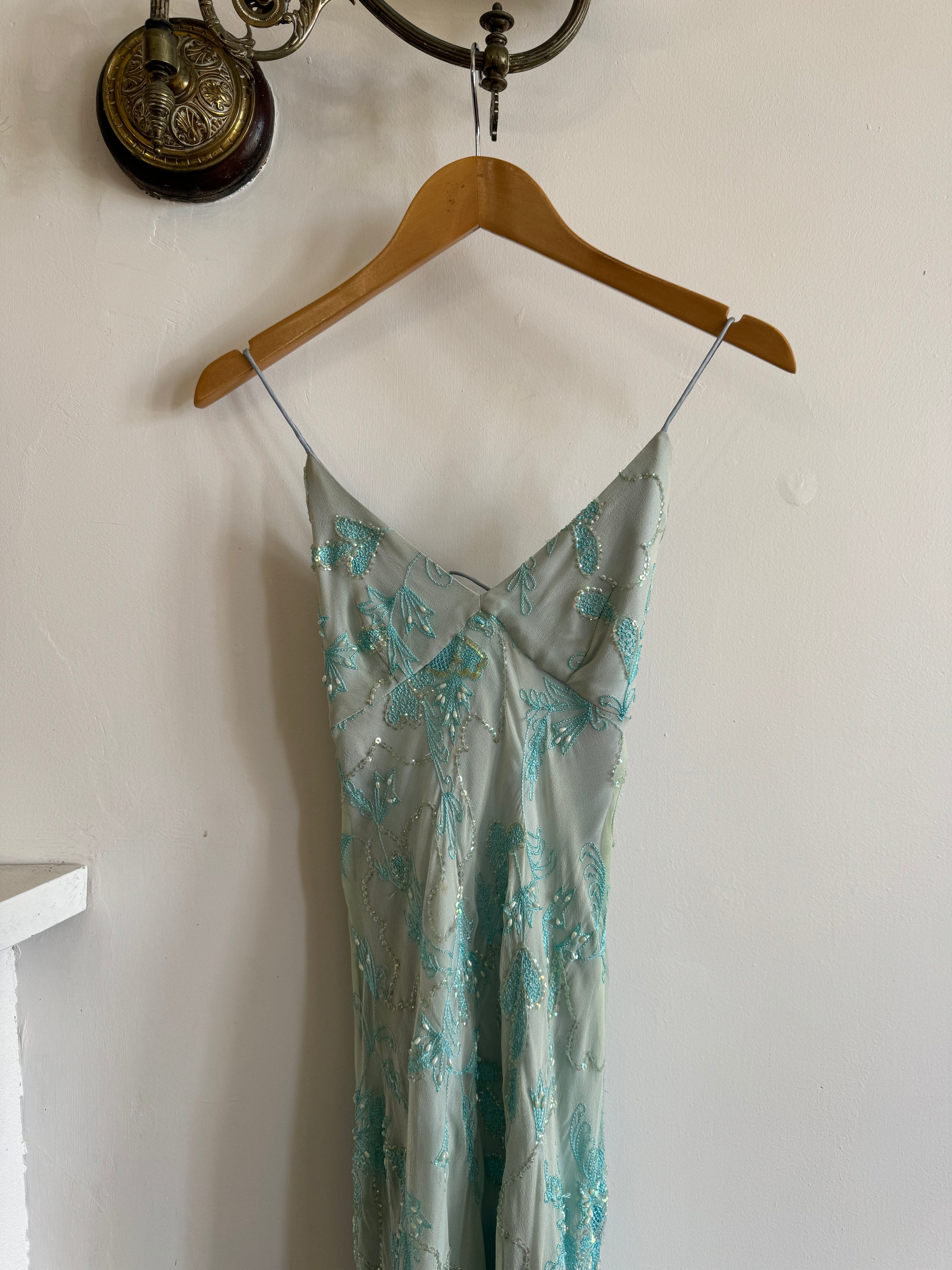 Vintage 90s Ice Blue Embellished High Low Fairy Dress